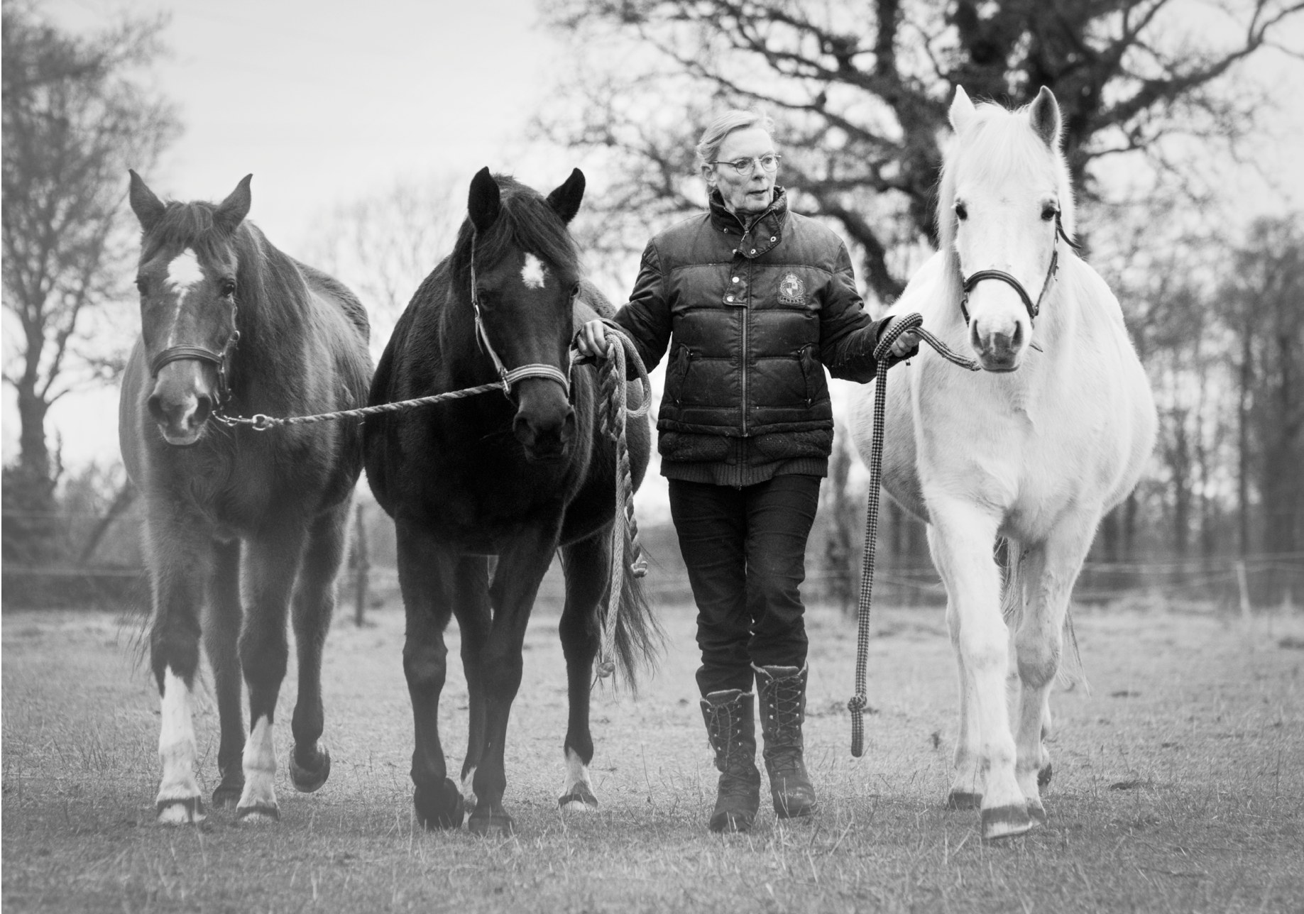 Foto op de rouwkaart: Liesbeth met haar paarden